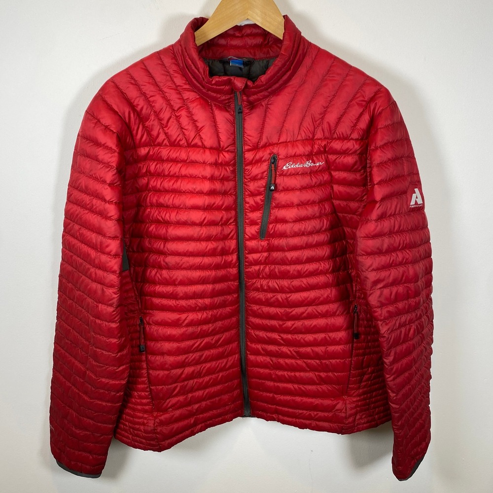 Eddie Bauer First Ascent Men's L MicroTherm StormDown 800 Puffer Jacket Red